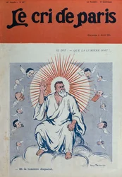 Caricature de Jean Jaurès en Dieu le Père, illustration de couverture de 